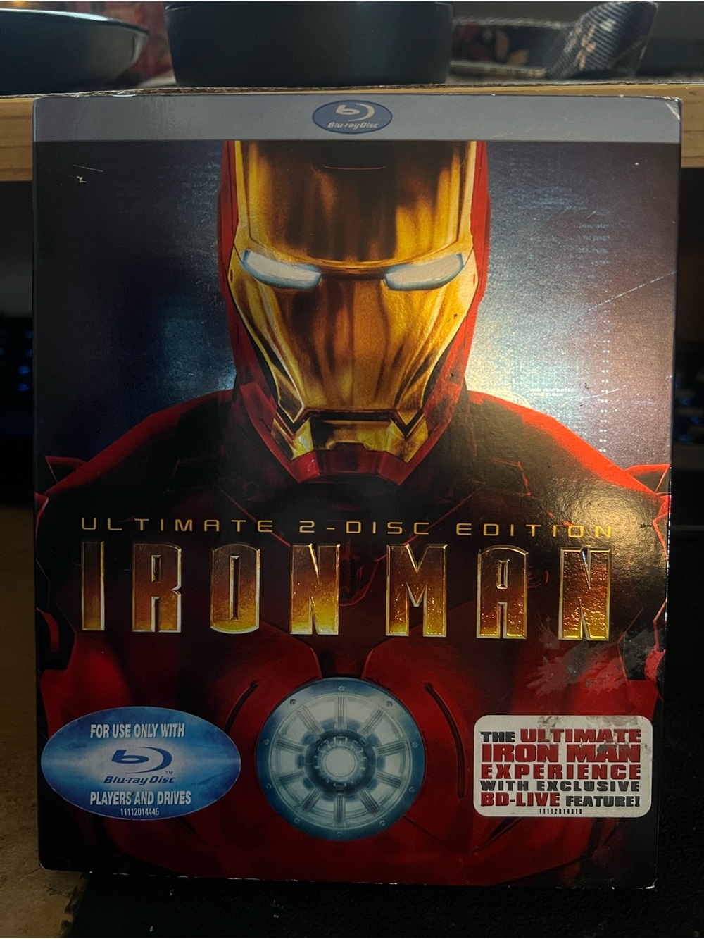 Iron Man Ultimate 2 Disc Edition on Blu-ray Cover in Red and Gold